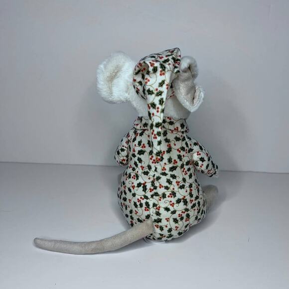 Jellycat London Merry Mouse Bedtime Stuffed Mouse Wearing Holly PJ'S Christmas - Picture 3 of 9